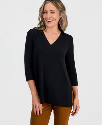 JM Collection Petite 3/4-Sleeve V-Neck Tunic, Macy's Exclusive