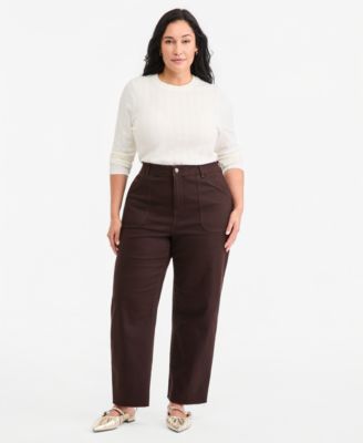 On 34th Plus Size Raw-Hem Straight-Leg Pants, Macy's Exclusive