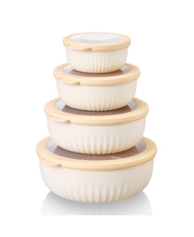 Sorbus 4-Pack Round Stackable Airtight Food Storage Bowls Containers with Lids - for Meal Prep, Leftovers, Freezer, Mixing, Salads
