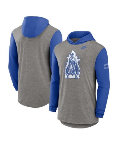Nike Мужская футболка с длинным рукавом Tri-Blend в цвете Heather Gray/Royal Duke Blue Devils