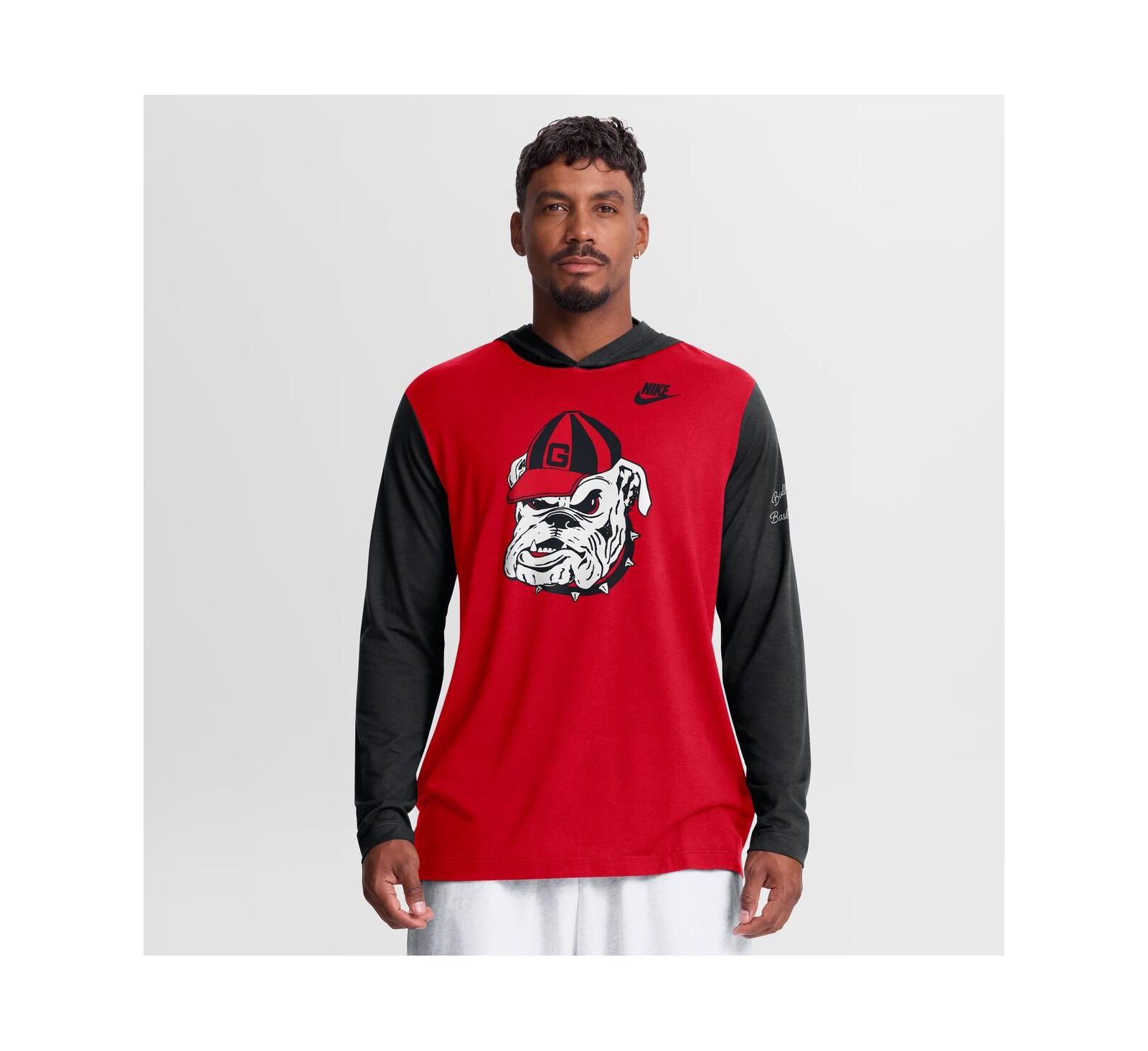 Мужская футболка с капюшоном Nike Men's Red/Black Georgia Bulldogs Campus Legacy Tri-Blend Long Sleeve