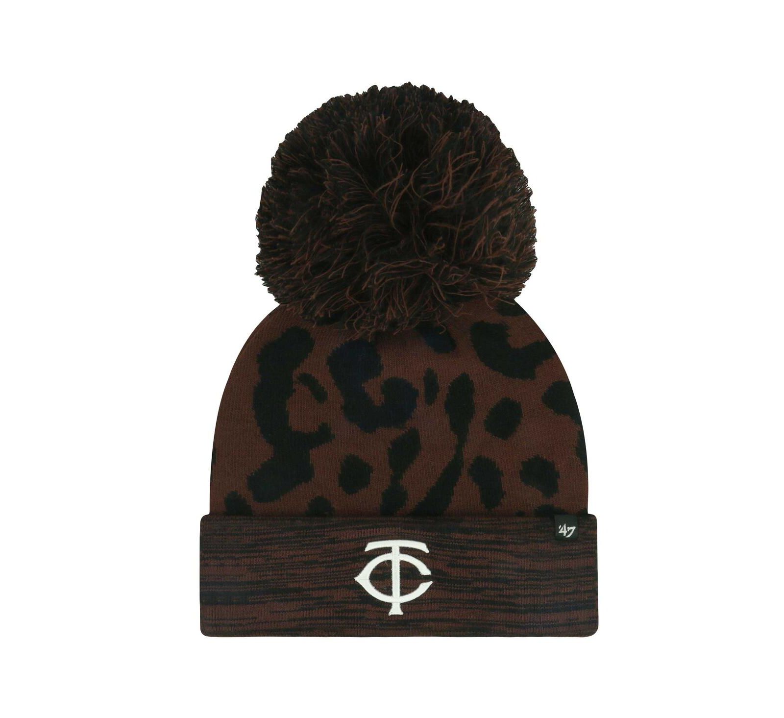 Женская шапка '47 Brand Brown Minnesota Twins Rosette Cuffed Pom с вязаным узором