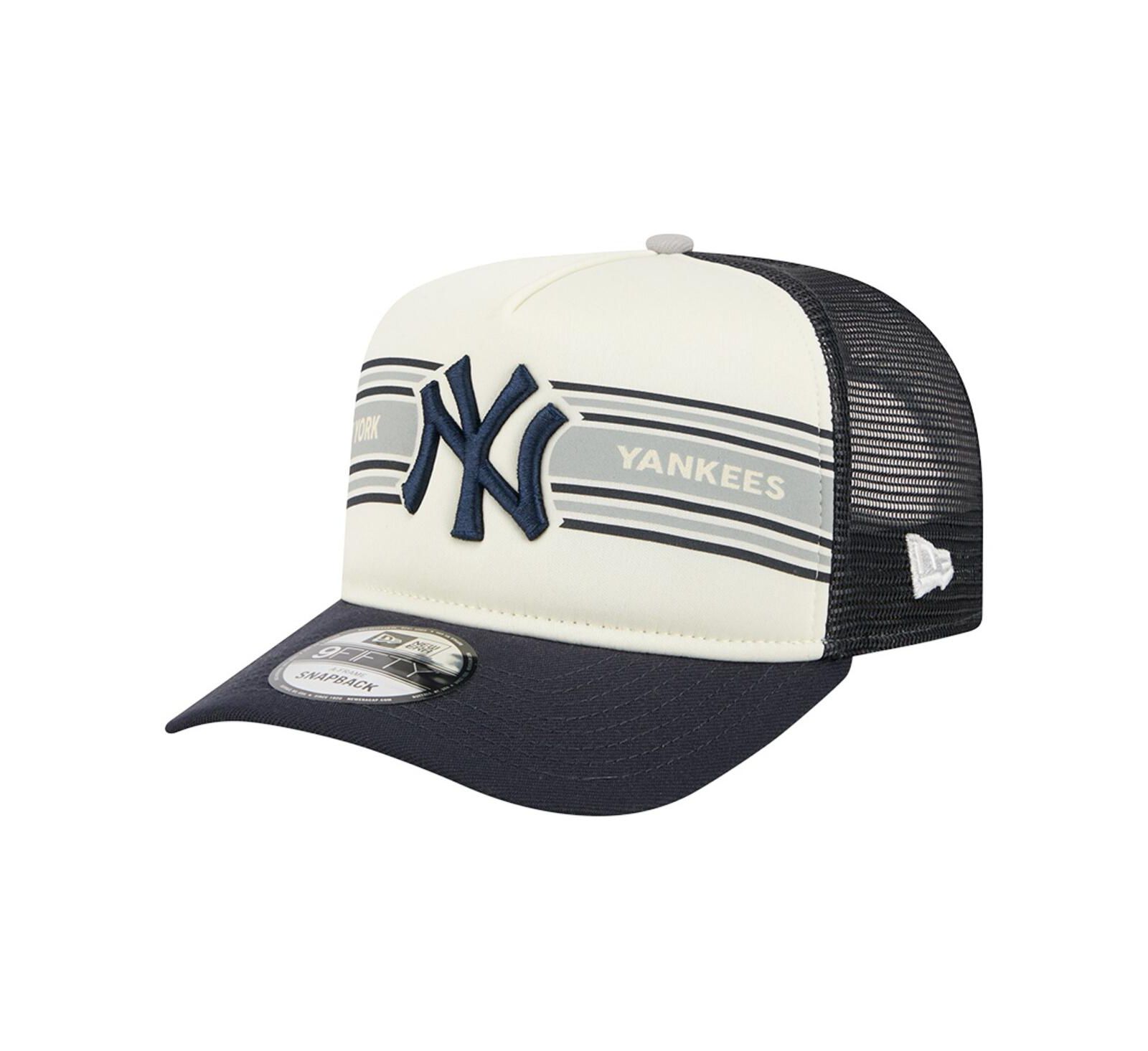 Мужская бейсболка New Era New York Yankees Banner A-Frame 9FIFTY Trucker Cream/Navy
