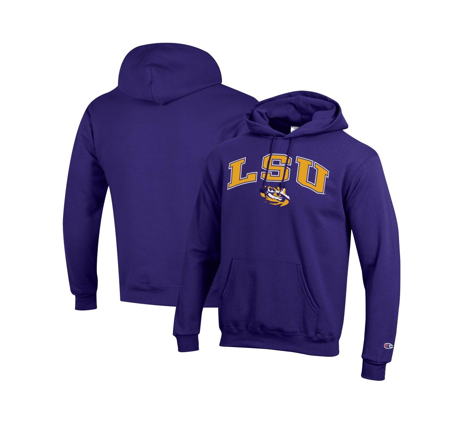 Мужская толстовка Champion LSU Tigers Arch Over Logo Pullover Hoodie, фиолетовая