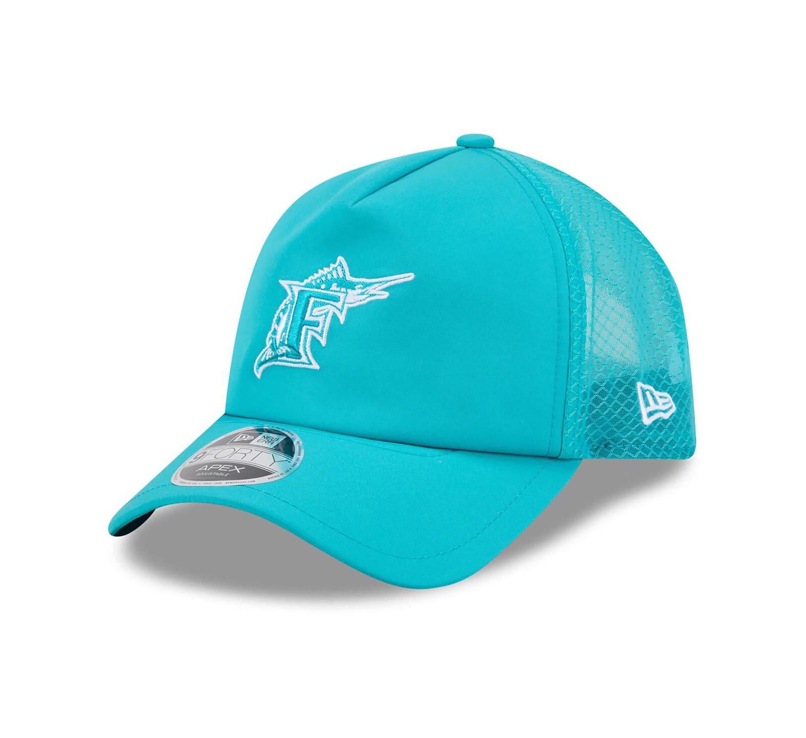 Бейсбольная кепка New Era Men's Teal Florida Marlins 2026 Batting Practice Alternate Apex 9FORTY Adjustable