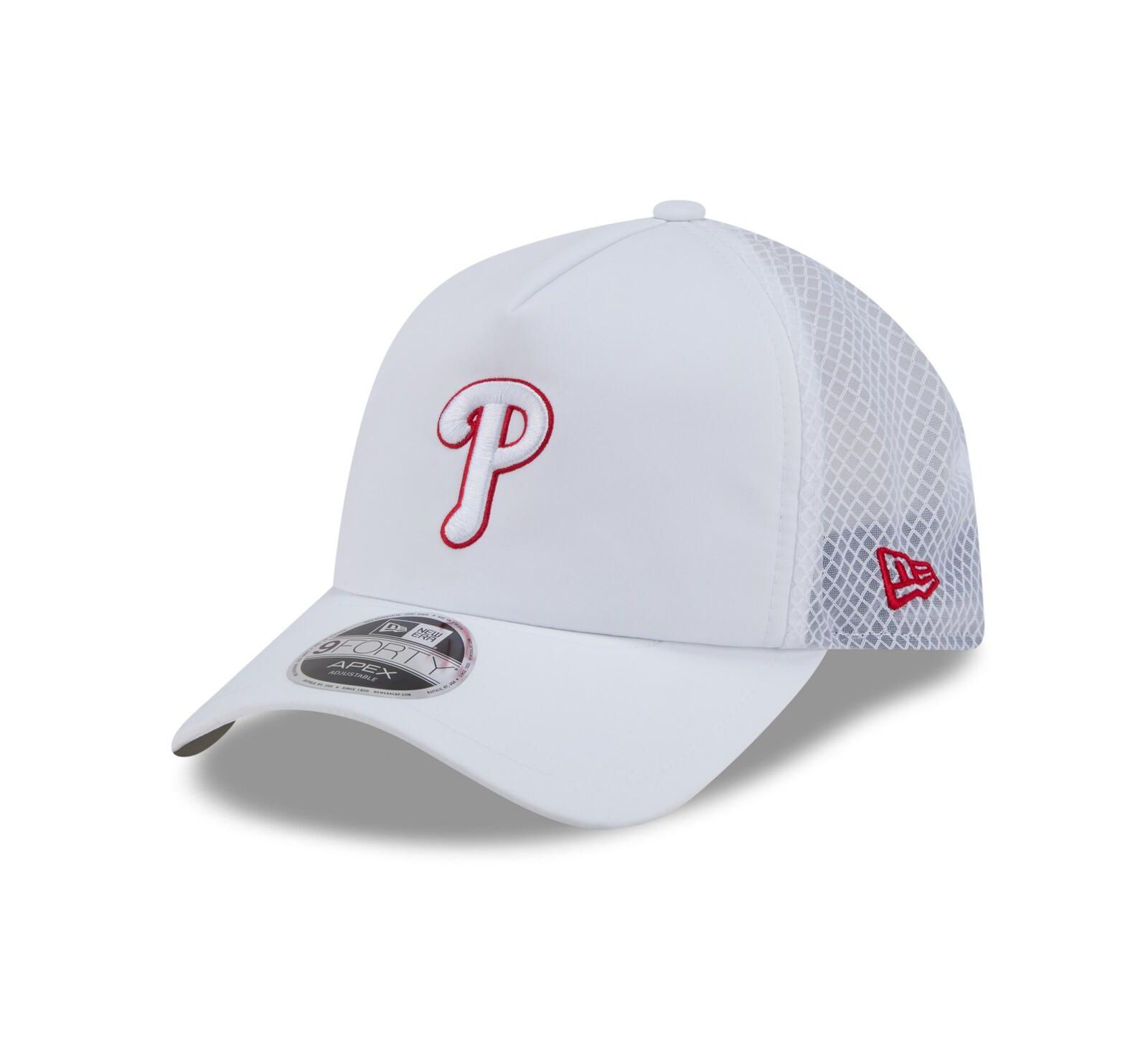 New Era Men's White Philadelphia Phillies 2026 Batting Practice Apex 9FORTY Adjustable Trucker Hat