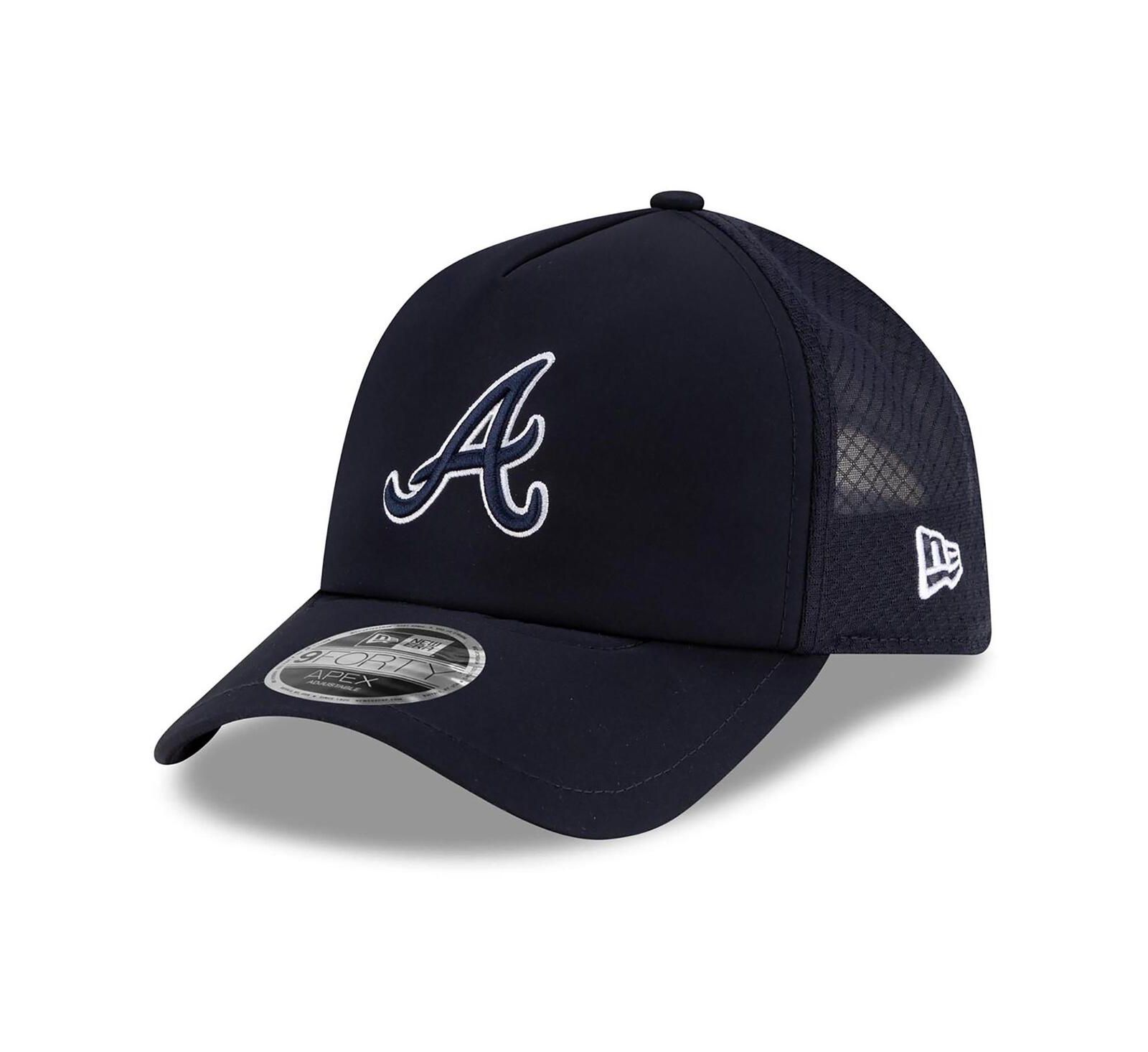 New Era Men's Navy Atlanta Braves 2026 Batting Practice Apex 9FORTY Adjustable Trucker Hat