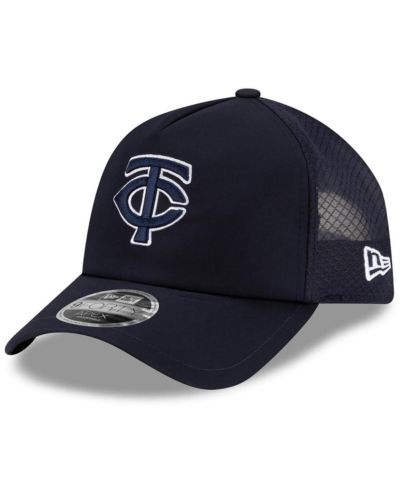 Мужская кепка New Era Men's Navy Minnesota Twins 2026 Batting Practice Apex 9FORTY Adjustable Trucker Hat