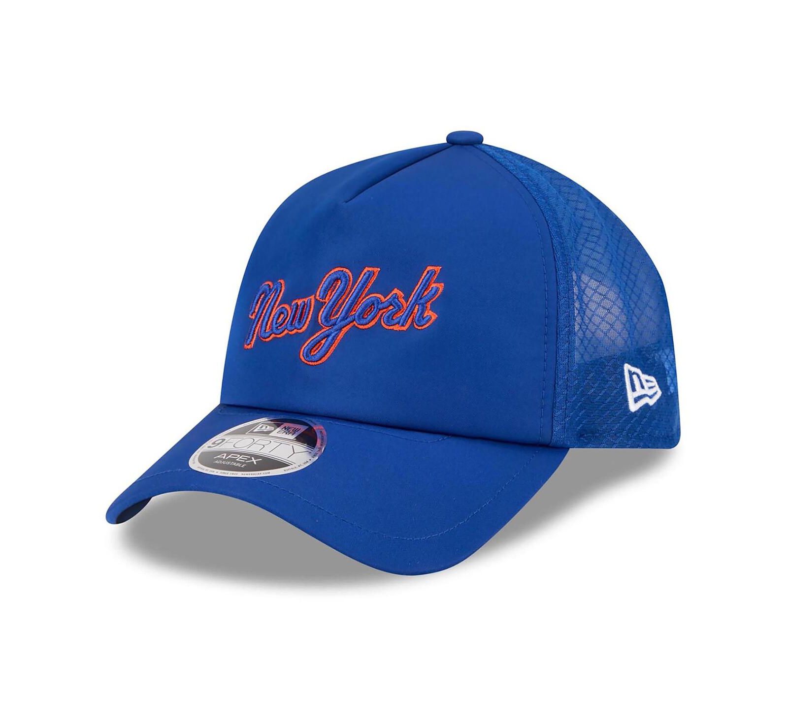 New Era Men's Royal New York Mets 2026 Batting Practice Apex 9FORTY Adjustable Trucker Hat