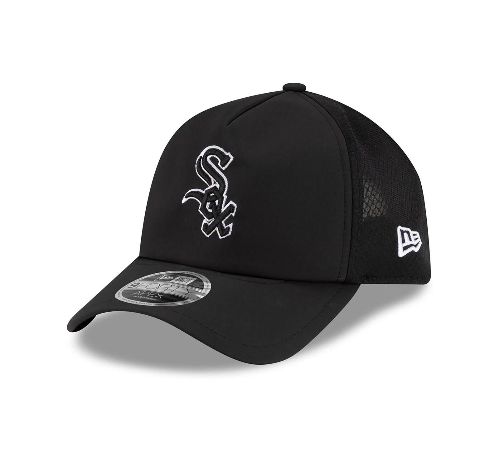 New Era Men's Black Chicago White Sox 2026 Batting Practice Apex 9FORTY Adjustable Trucker Hat