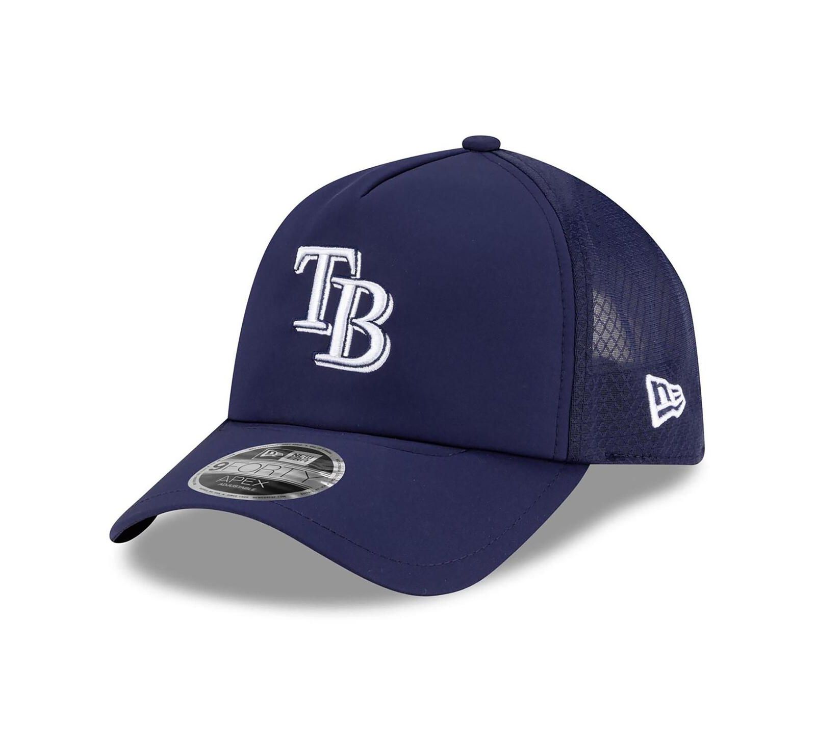 New Era Men's Navy Tampa Bay Rays 2026 Batting Practice Apex 9FORTY Adjustable Trucker Hat