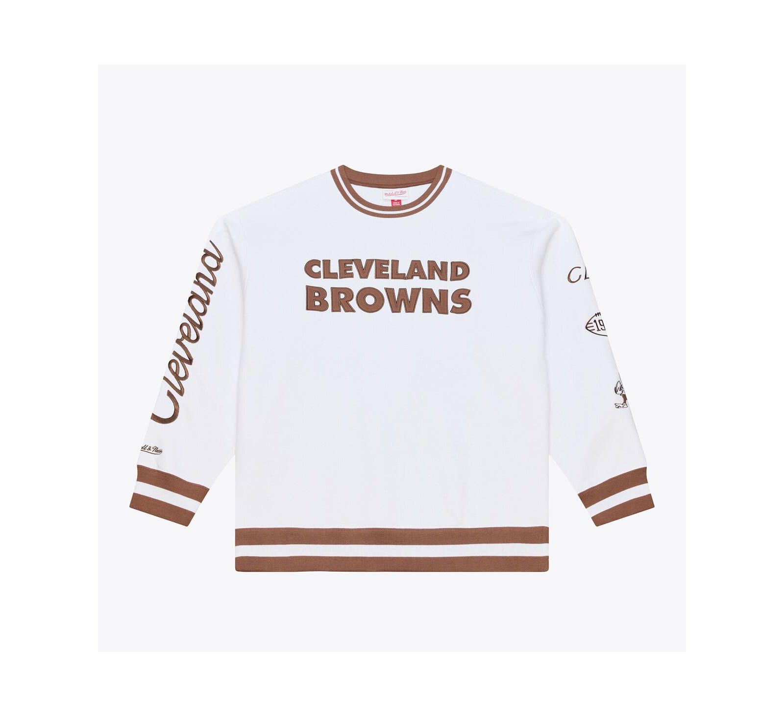 Мужской свитшот Mitchell & Ness White Cleveland Browns Arctic Fleece