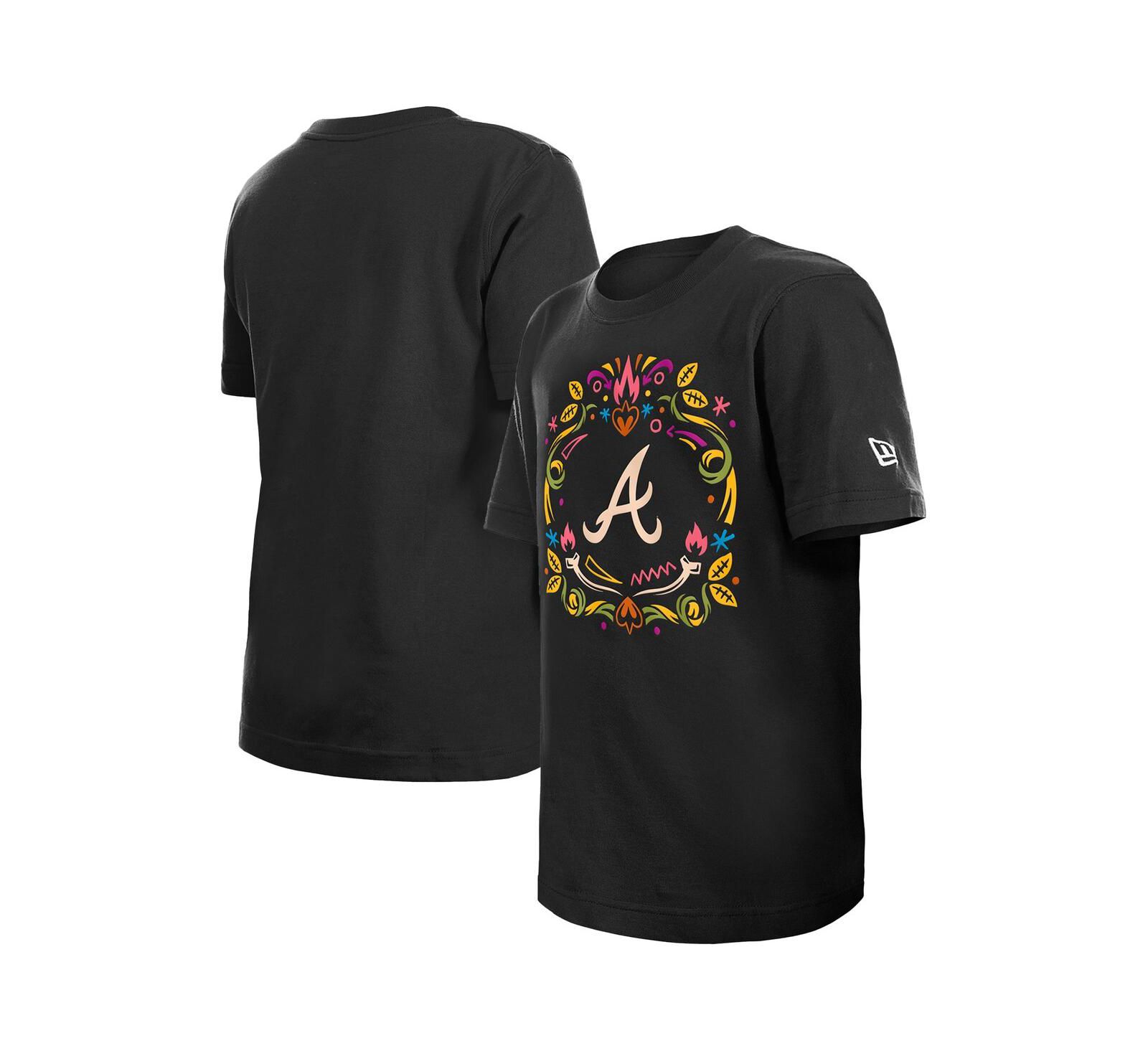 Футболка New Era Big Boys and Girls Black Atlanta Braves Día de los Muertos