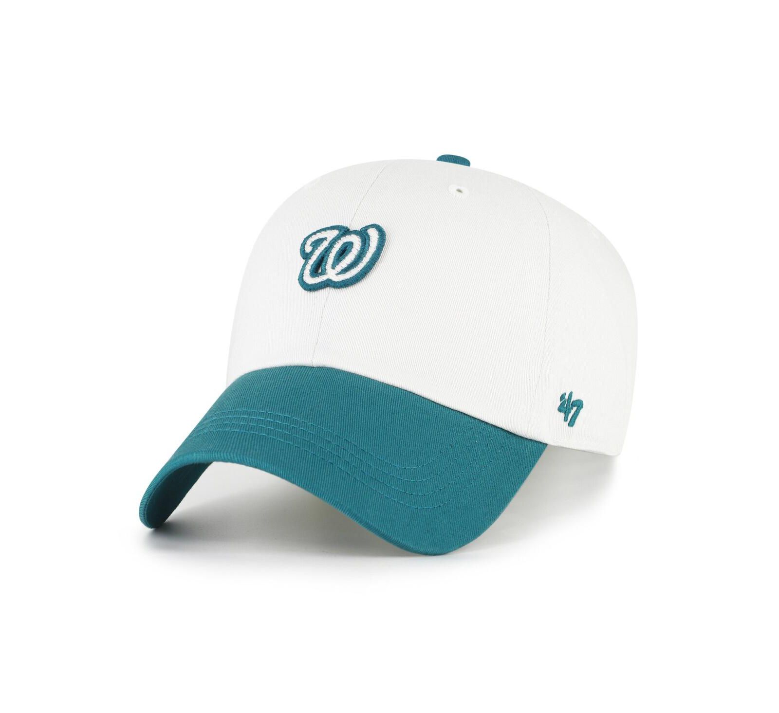 Мужская кепка '47 Brand White/Teal Washington Nationals Contemporary Tonal Clean Up Adjustable