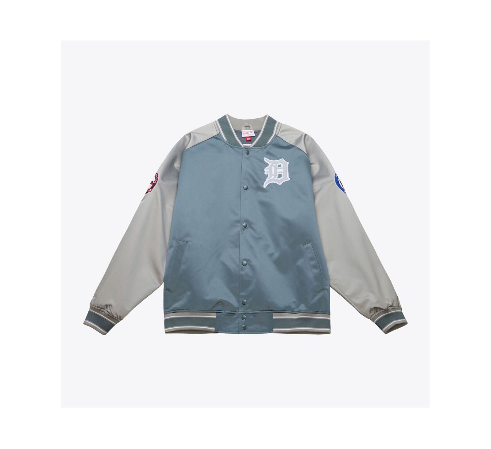 Mitchell & Ness Men's Gray Detroit Tigers Thunderstorm Head Coach Lightweight Satin Full-Snap Jacket