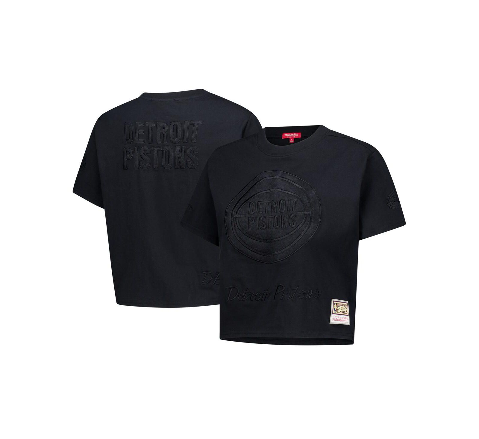 Женская укороченная футболка Mitchell & Ness Black Detroit Pistons Phantom