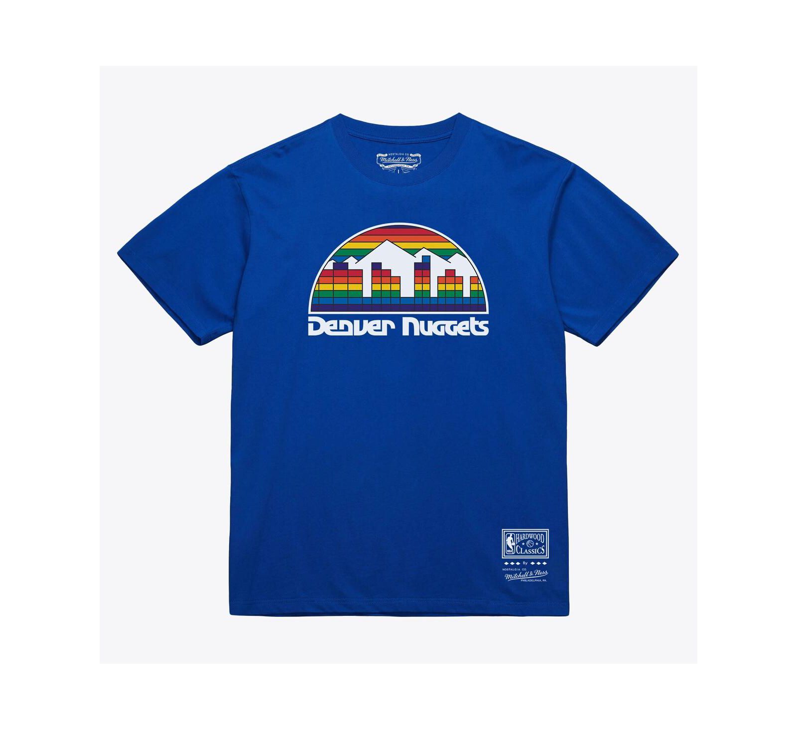Mitchell & Ness Men's and Women's Royal Denver Nuggets Hardwood Classics Basic Logo Arch T-Shirt