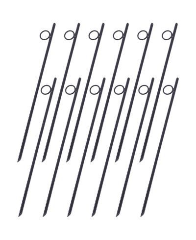 flynama 12pcs 3 Eighths x 18 Inch Steel Rebar Stakes with 1 Inch Loops Heavy Duty Angled Ends Ground Stakes for Tents Canopies Campsites