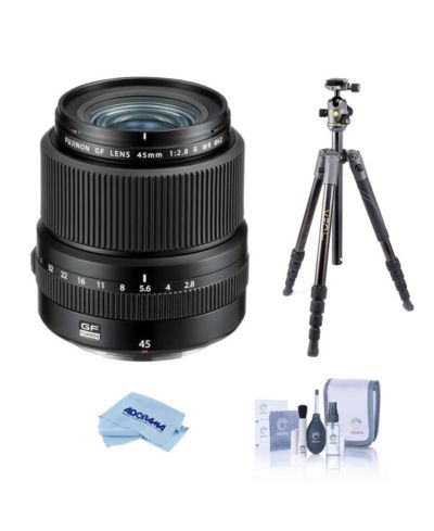 Объектив Fujifilm GF 45mm f/2.8 R WR Lens, комплект с штативом Vanguard VEO 3 GO 235AB 23mm 5-Section Aluminum Travel Tripod с головкой T-50 Ball Head, ProOptic Cleaning