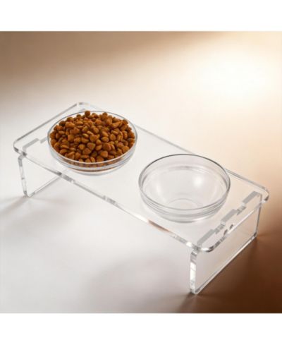 ARONKL Elevated Pet Feeder Stand with Stainless Steel & Glass Bowls for Small/Medium Dogs Cats