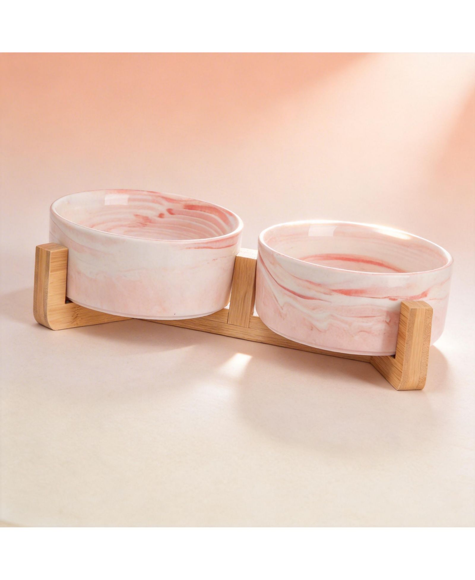 Набор мисок для животных ARONKL Ceramic Cat Dog Bowl Set с деревянной подставкой
