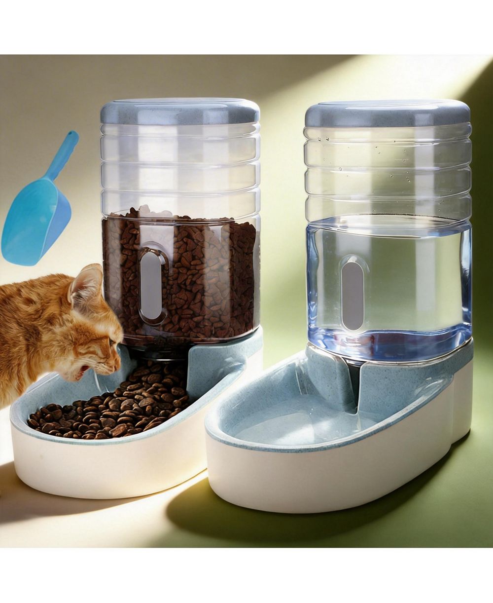 ARONKL Automatic Dog Cat Feeder & Water Dispenser Set Gravity Fed Large BPA Free