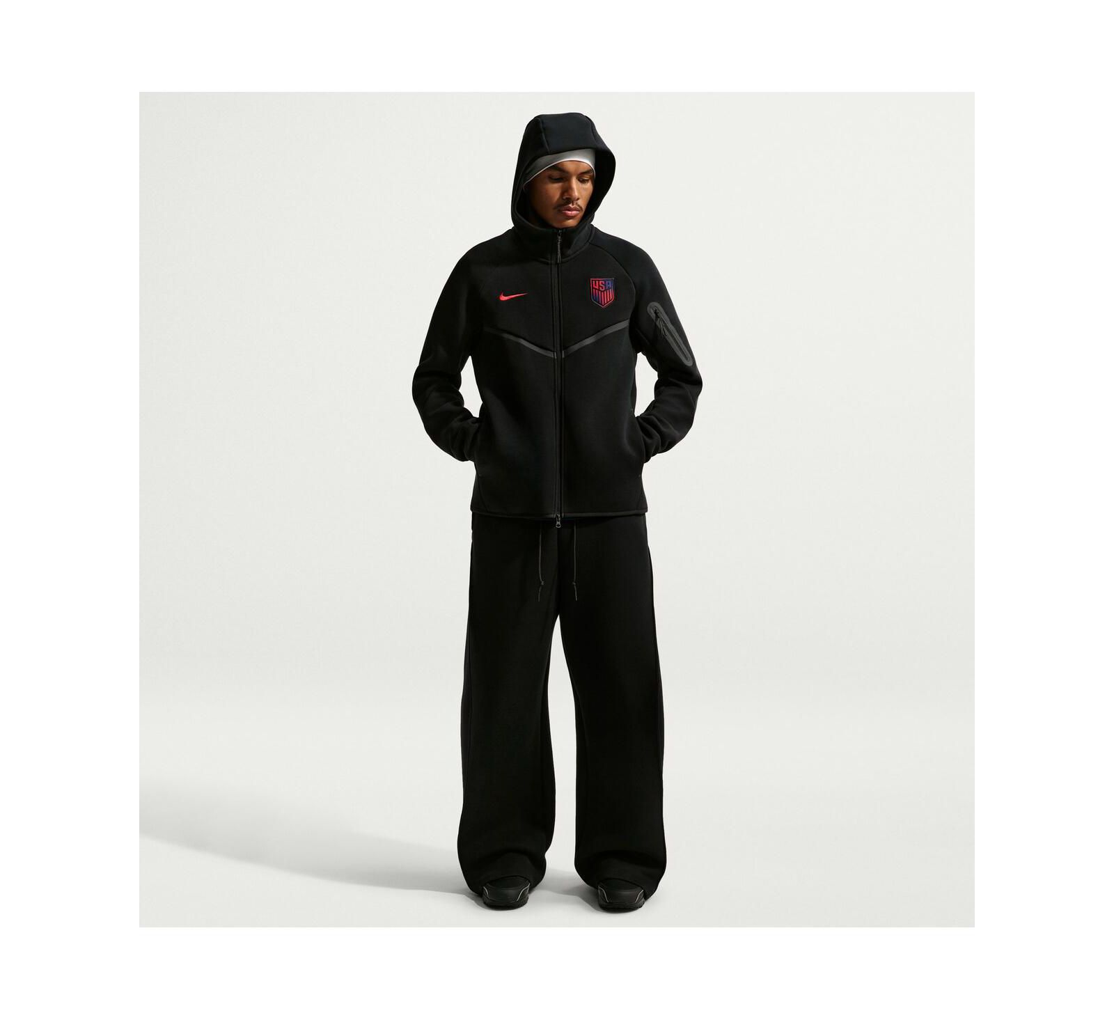 Мужское худи Nike Black USMNT 2026 Tech Fleece Windrunner Full-Zip