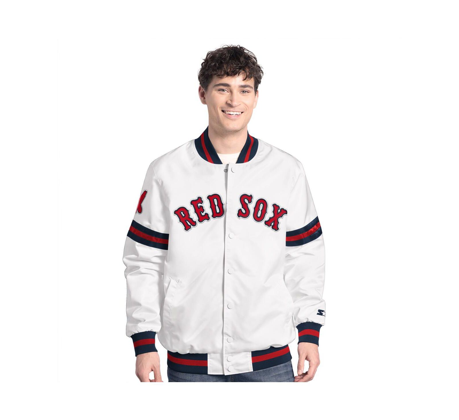 Starter Men's White Boston Red Sox Cooperstown Scout Full-Snap Varsity Jacket