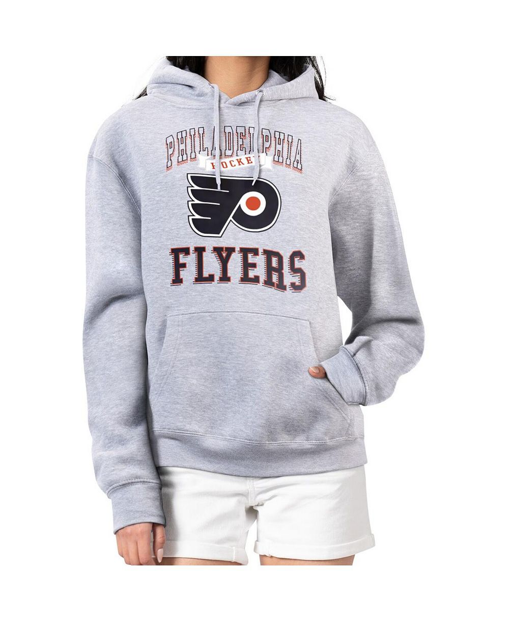 G-III 4Her by Carl Banks Women's Heather Gray Philadelphia Flyers Team Logo Tri-Blend Fleece Pullover Hoodie