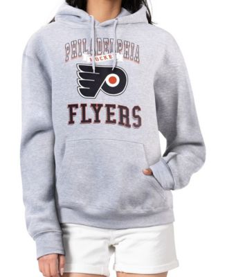 G-III 4Her by Carl Banks Women's Heather Gray Philadelphia Flyers Team Logo Tri-Blend Fleece Pullover Hoodie
