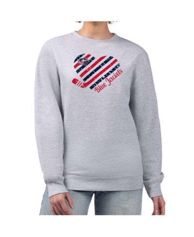 G-III 4Her by Carl Banks Women's Heather Gray Columbus Blue Jackets Heart Graphic Pullover Sweatshirt