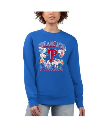G-III 4Her by Carl Banks Women's Royal Philadelphia Phillies Flowers Graphic Pullover Sweatshirt