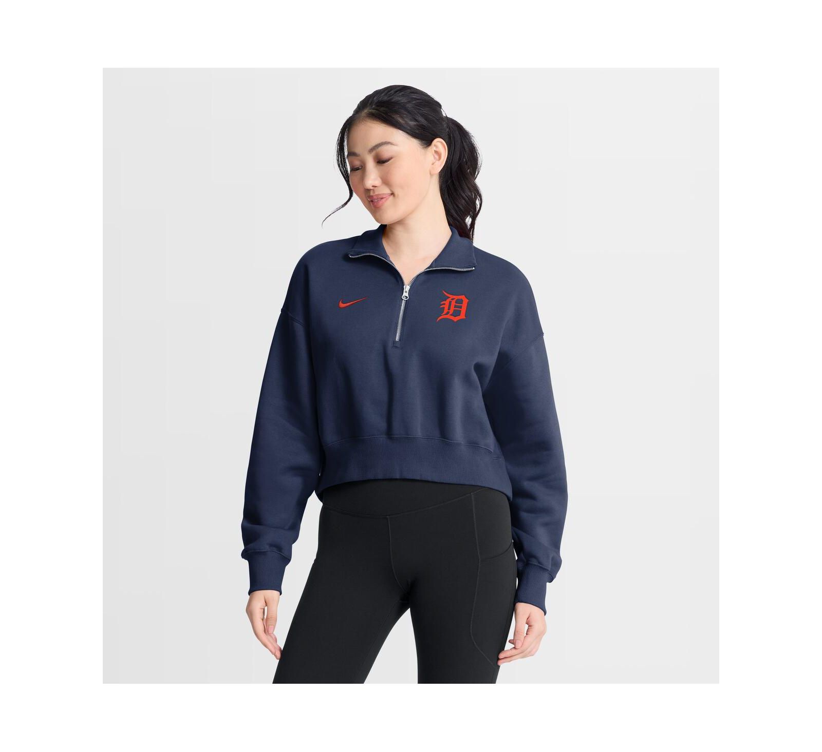 Nike Женский свитшот с молнией Navy Detroit Tigers Primetime Phoenix Fleece