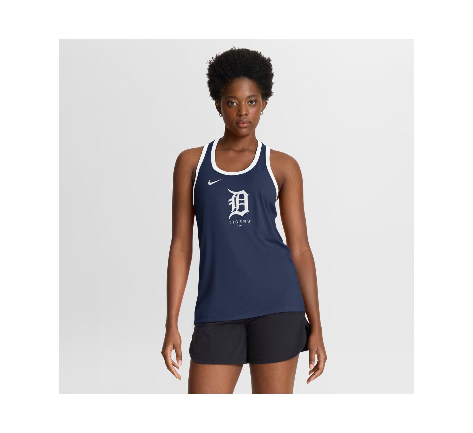 Nike Women's Navy Detroit Tigers Tri-Blend Dri-FIT Racerback Tank Top