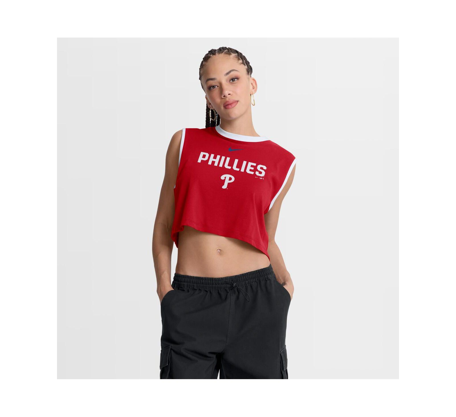 Женский кроп-топ Nike Philadelphia Phillies Primetime Loose Dri-FIT Red