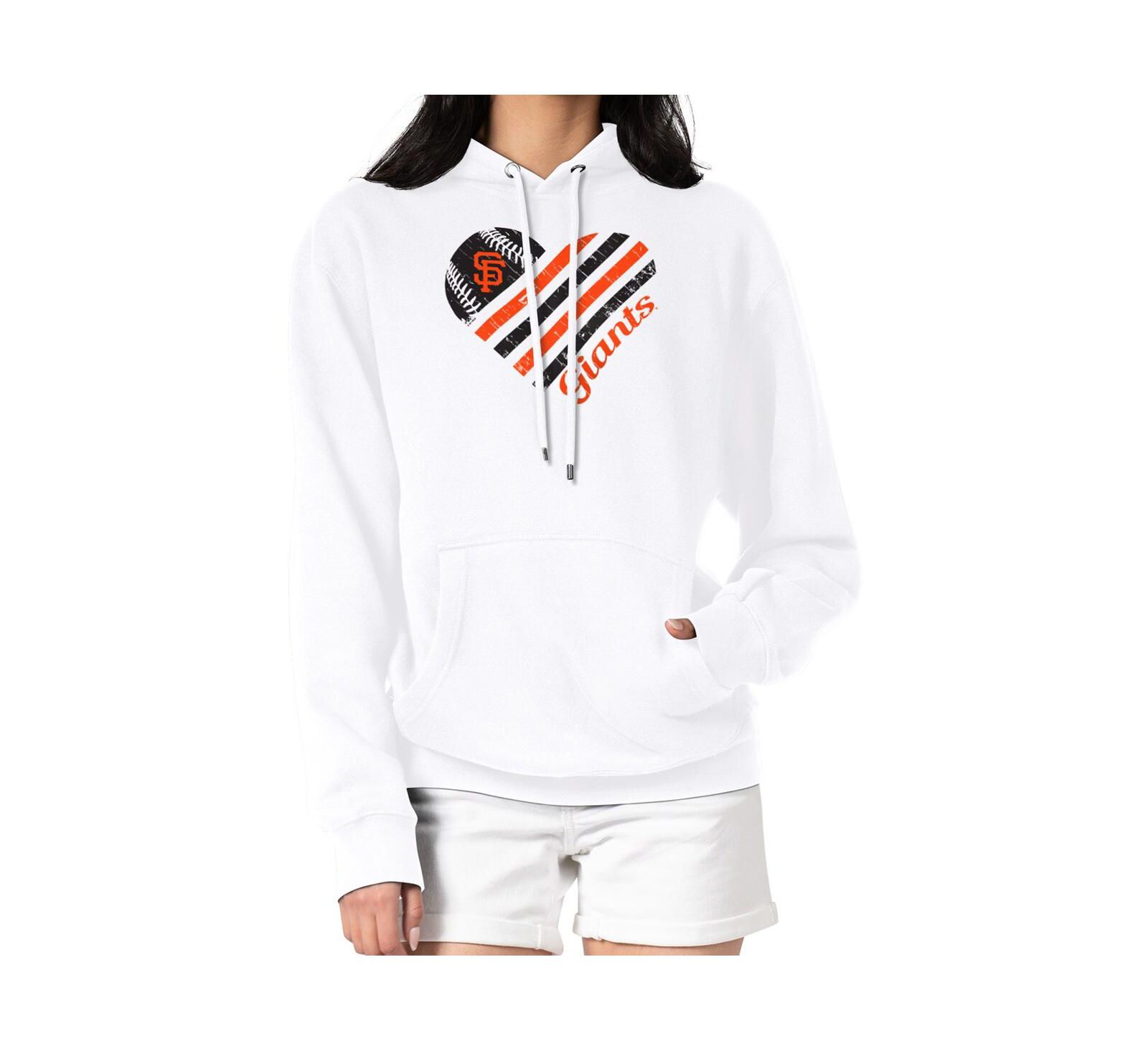 Женское флисовое худи G-III 4Her by Carl Banks White San Francisco Giants Heart Fleece Pullover Hoodie