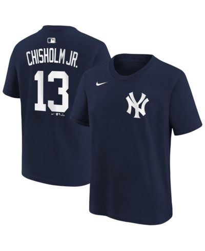 Nike Big Boys and Girls Jazz Chisholm Jr. Navy New York Yankees Name & Number T-Shirt