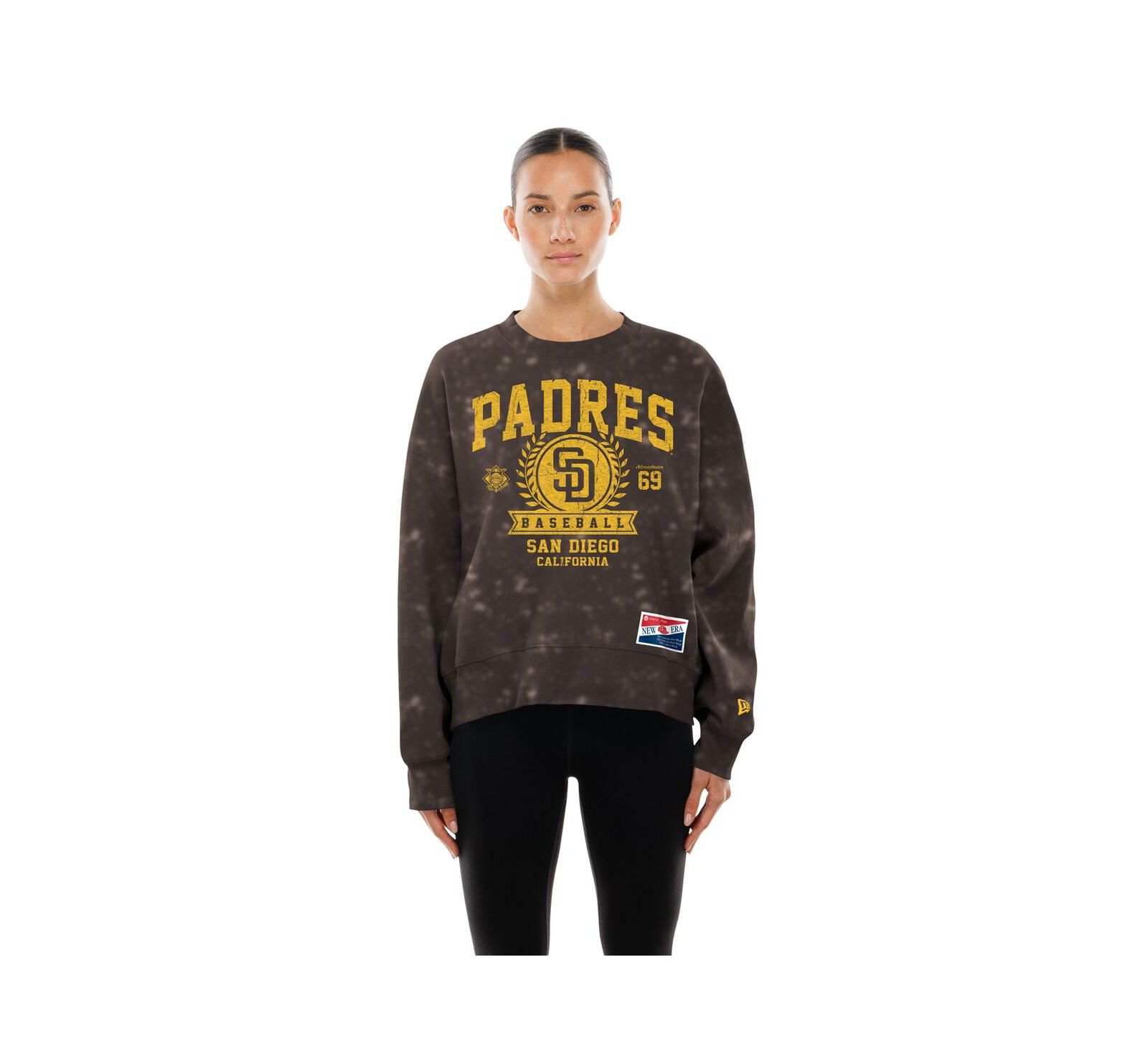 New Era Women's Brown San Diego Padres Throwback Oversized Boxy Sweatshirt