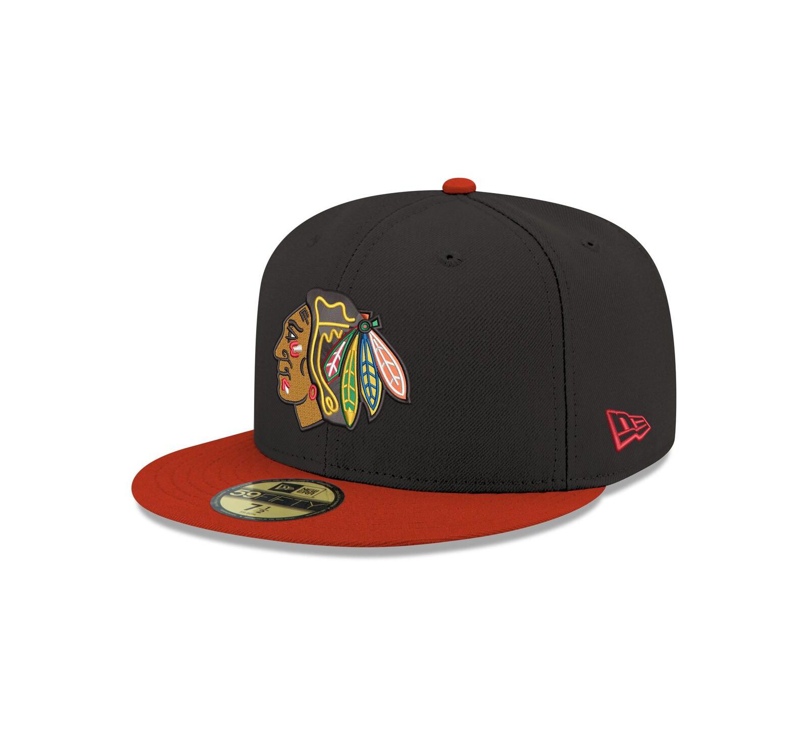 New Era Men's Black Chicago Blackhawks Core Logo Two-Tone 59FIFTY Fitted Hat