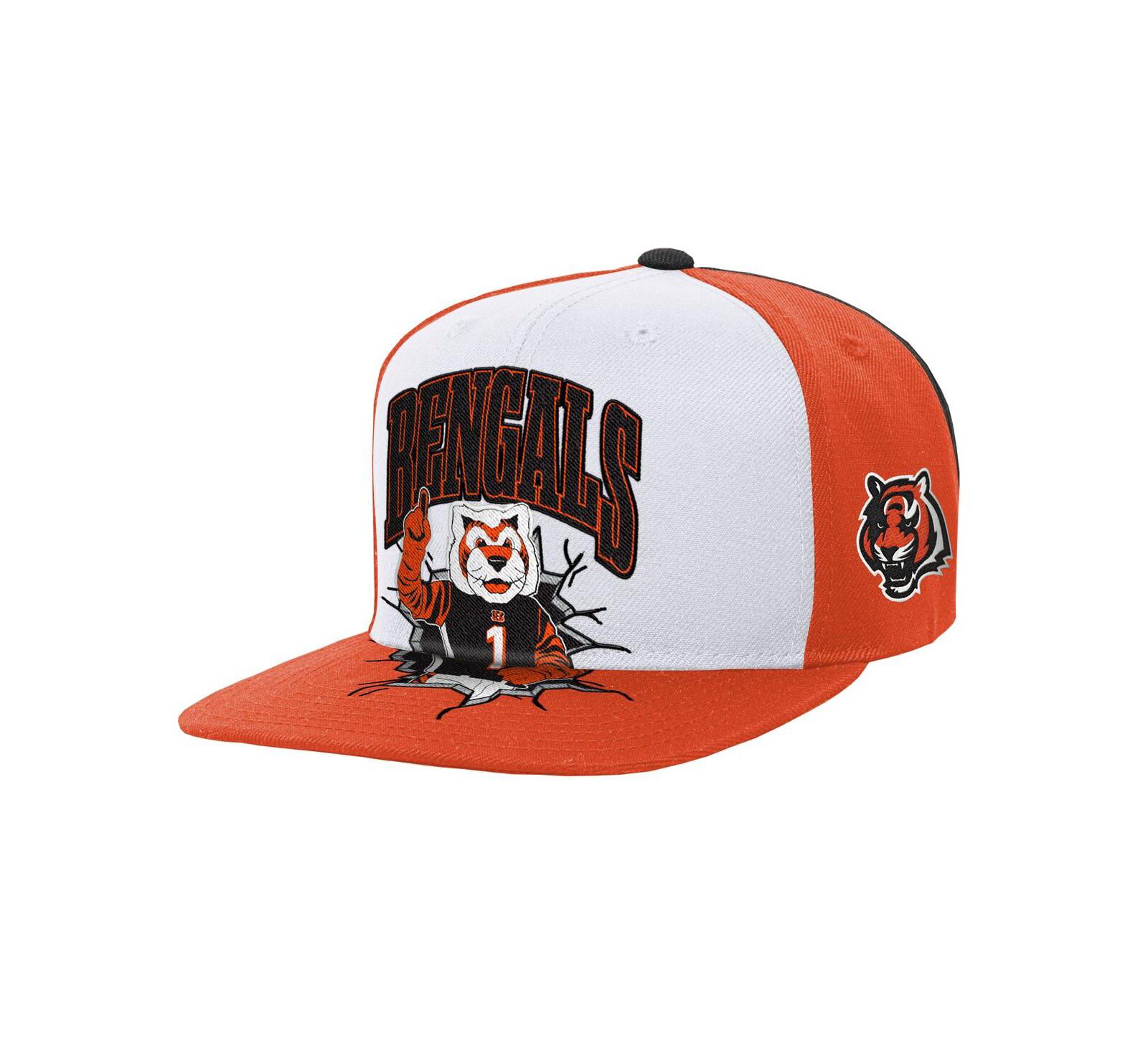 Кепка Mitchell & Ness White Cincinnati Bengals Team Mascot Snapback для мальчиков и девочек