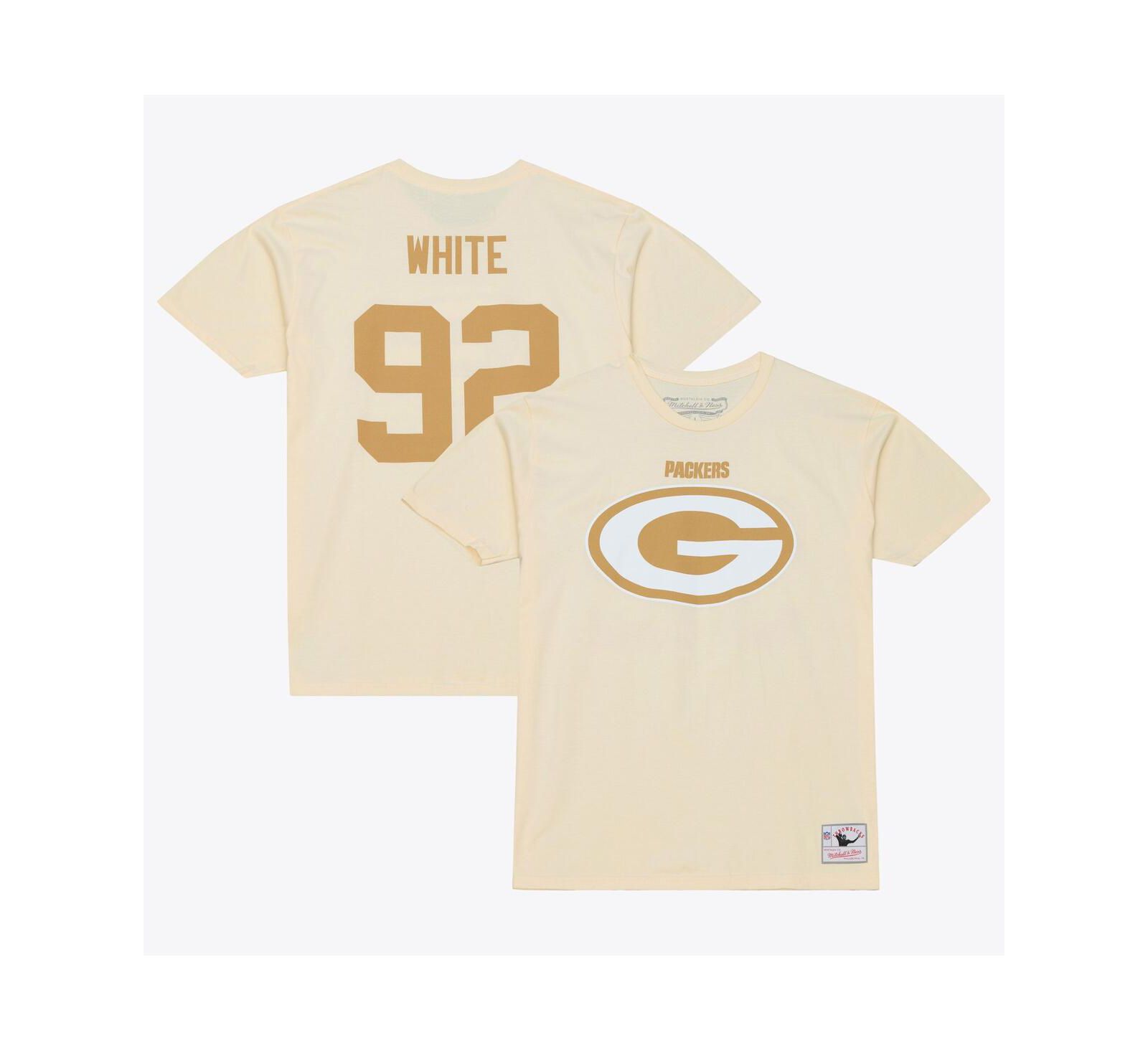 Mitchell & Ness мужская футболка Reggie White Cream Green Bay Packers Sandman с именем и номером