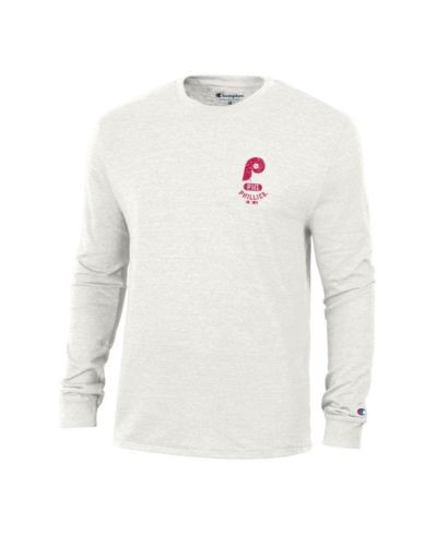 Champion Men's White Philadelphia Phillies Cooperstown Winning Tradition Tri-Blend Long Sleeve T-Shirt