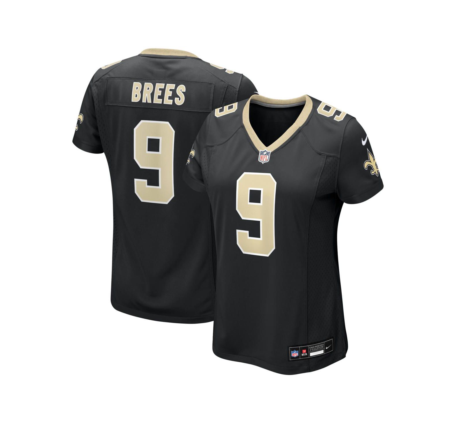 Женская игровая джерси Nike Drew Brees Black New Orleans Saints