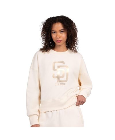 Starter Women's Cream San Diego Padres Pastels Boxy Fleece Sweatshirt