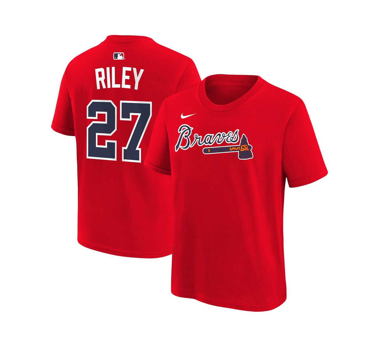 Nike Big Boys and Girls Austin Riley Red Atlanta Braves Name & Number T-Shirt