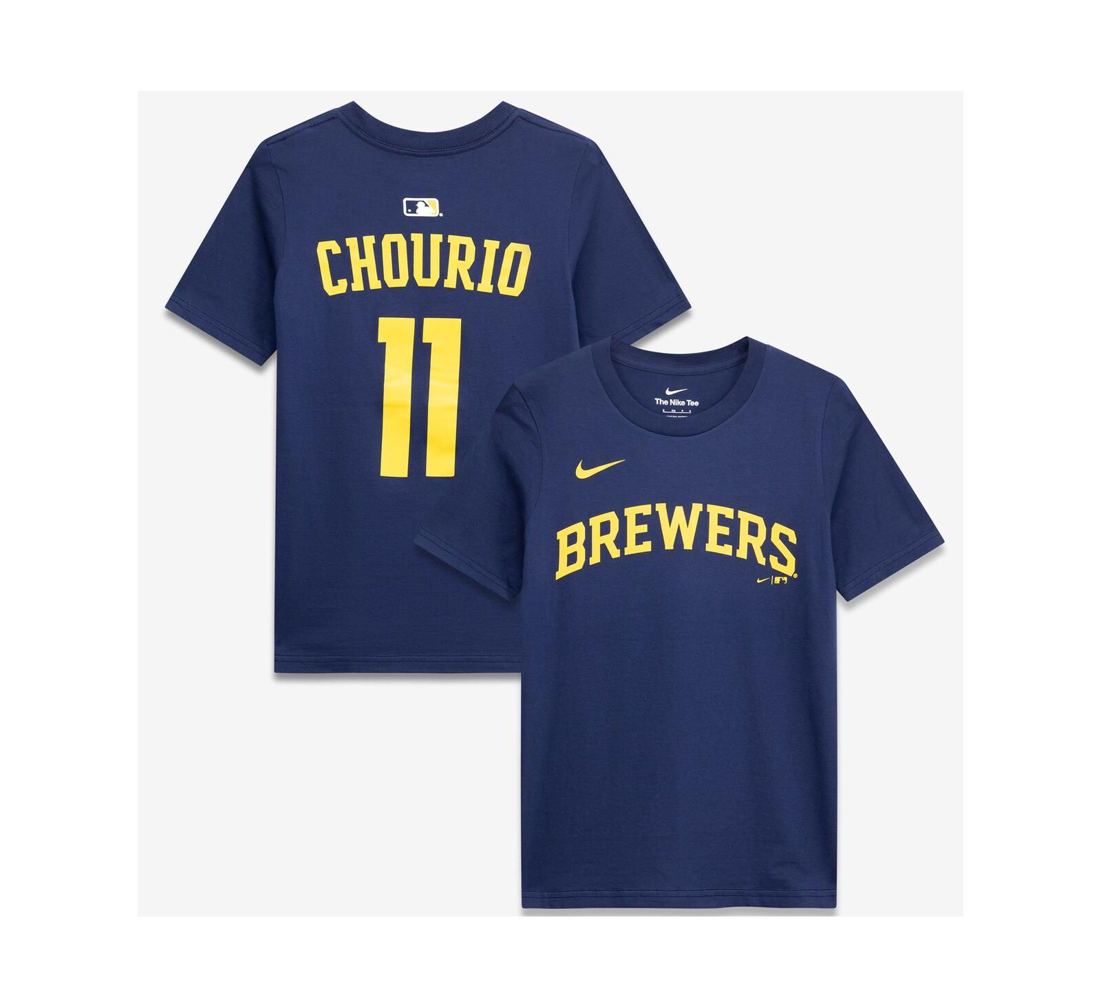Детская футболка Nike Jackson Chourio Milwaukee Brewers, темно-синяя