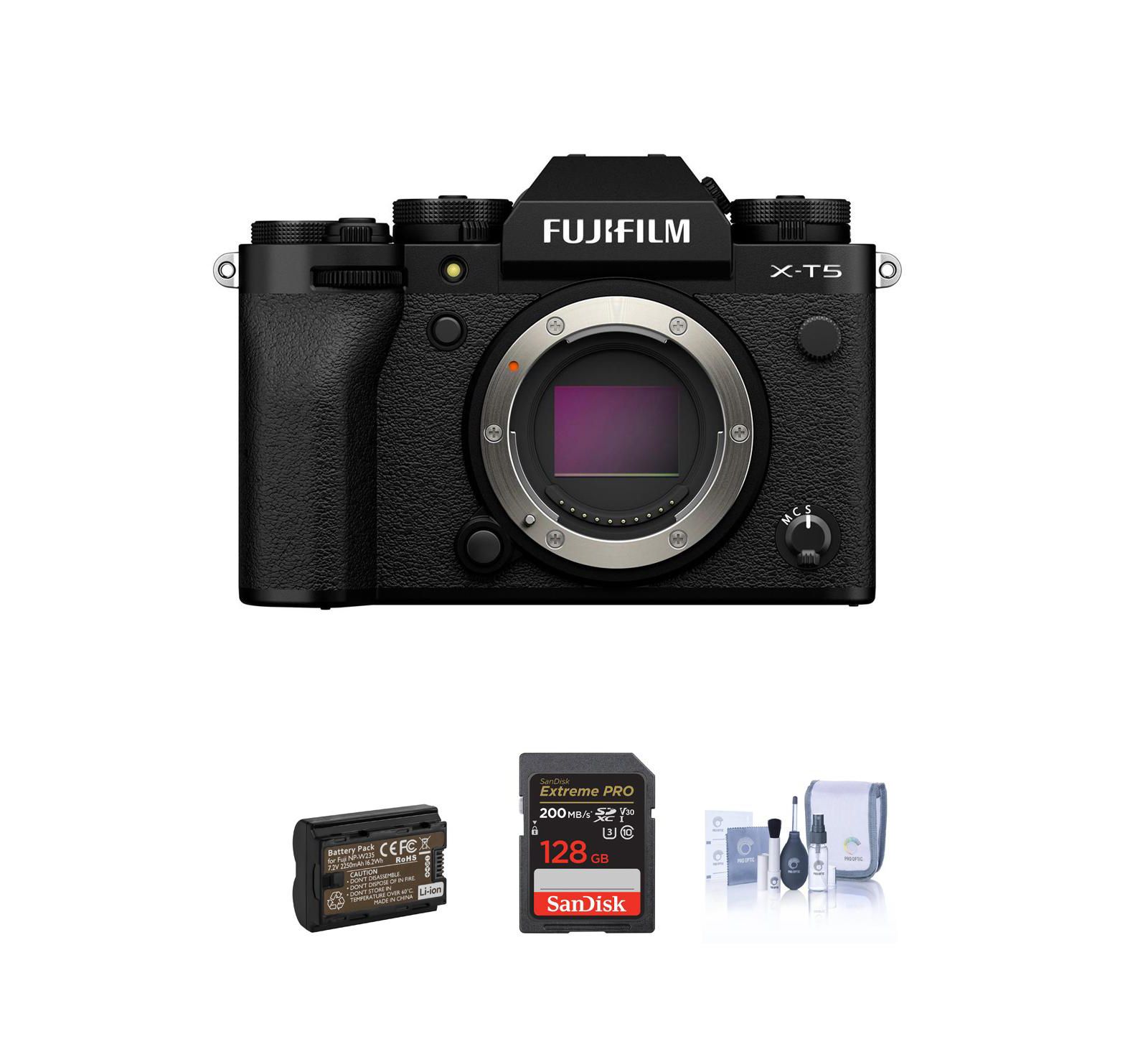 Fujifilm X-T5 беззеркальная камера, комплект с SD Card 128GB, дополнительный аккумулятор и набор для чистки
