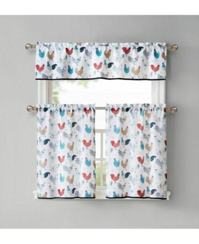 Комплект кухонных штор Kate Aurora Multi Rooster 3 Pc