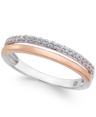 Кольцо с бриллиантами (1/8 ct. t.w.) в белом и розовом золоте 14K