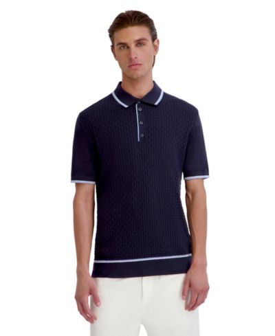 KARL LAGERFELD PARIS Мужская рубашка поло с плетением Basket Weave Short-Sleeve